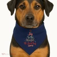 Joy Saying Merry Christmas Christian Message Xmas Tree USA-Made Doggie Bandana thumb 1