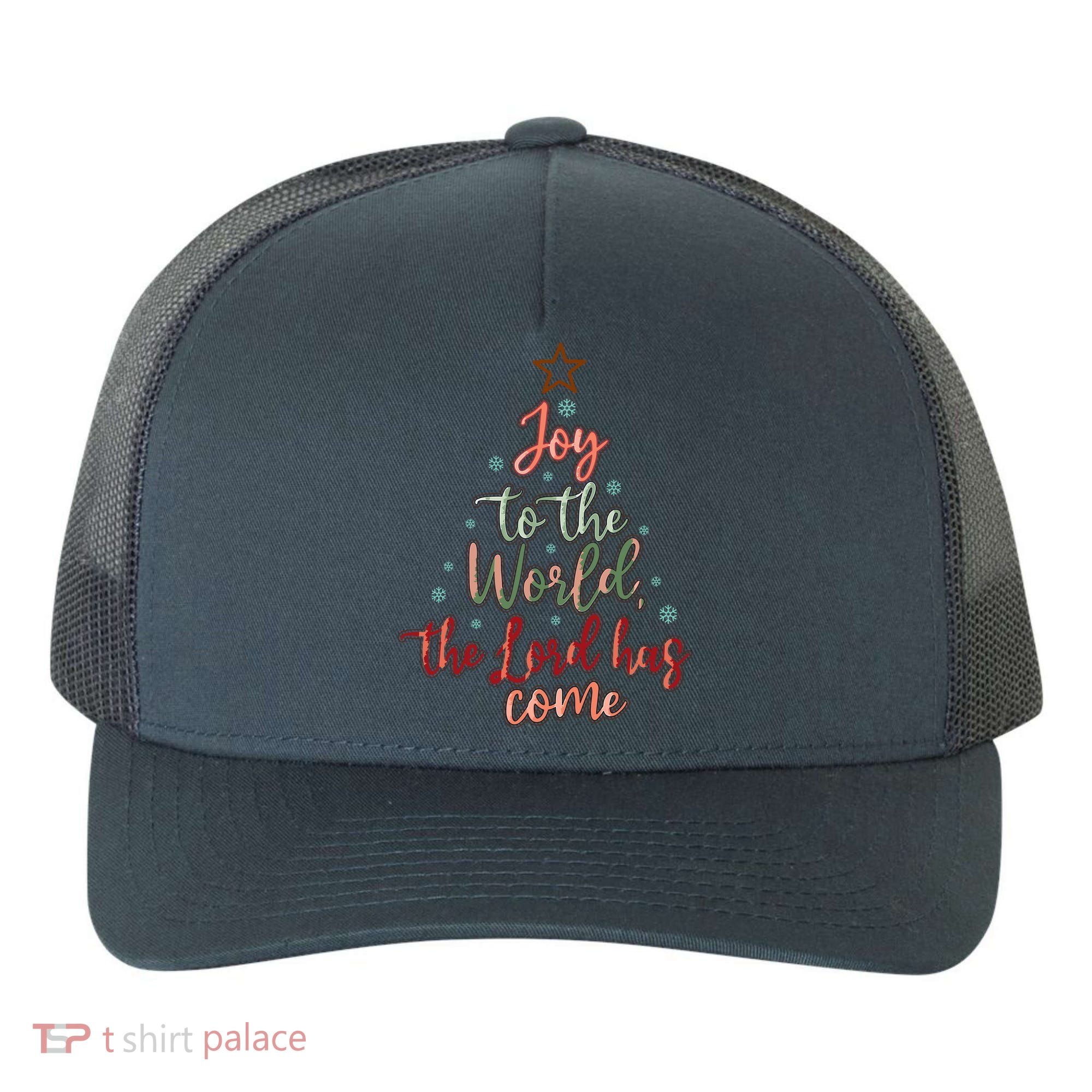 Joy Saying Merry Christmas Christian Message Xmas Tree Yupoong Adult 5-Panel Trucker Hat