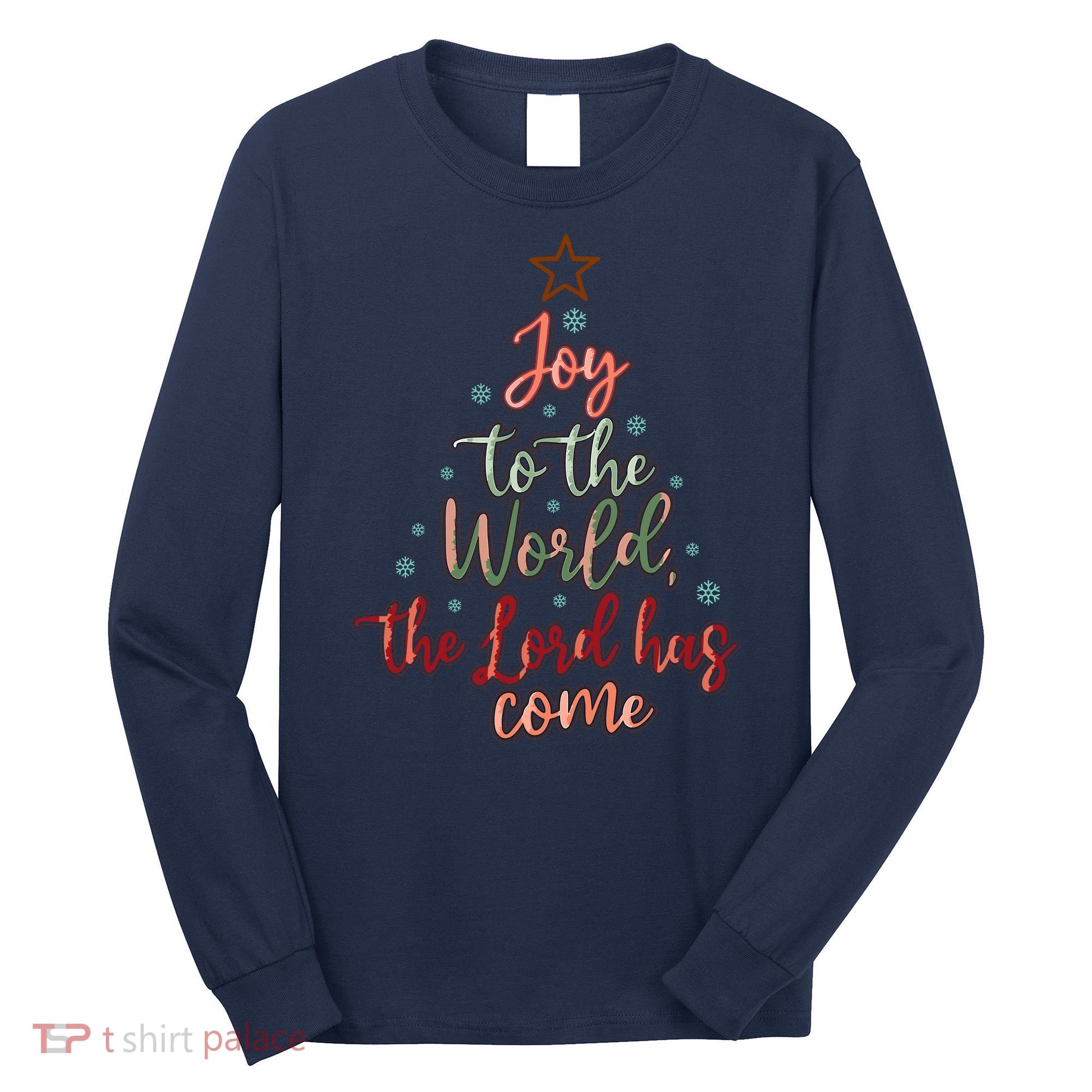 Joy Saying Merry Christmas Christian Message Xmas Tree Long Sleeve Shirt
