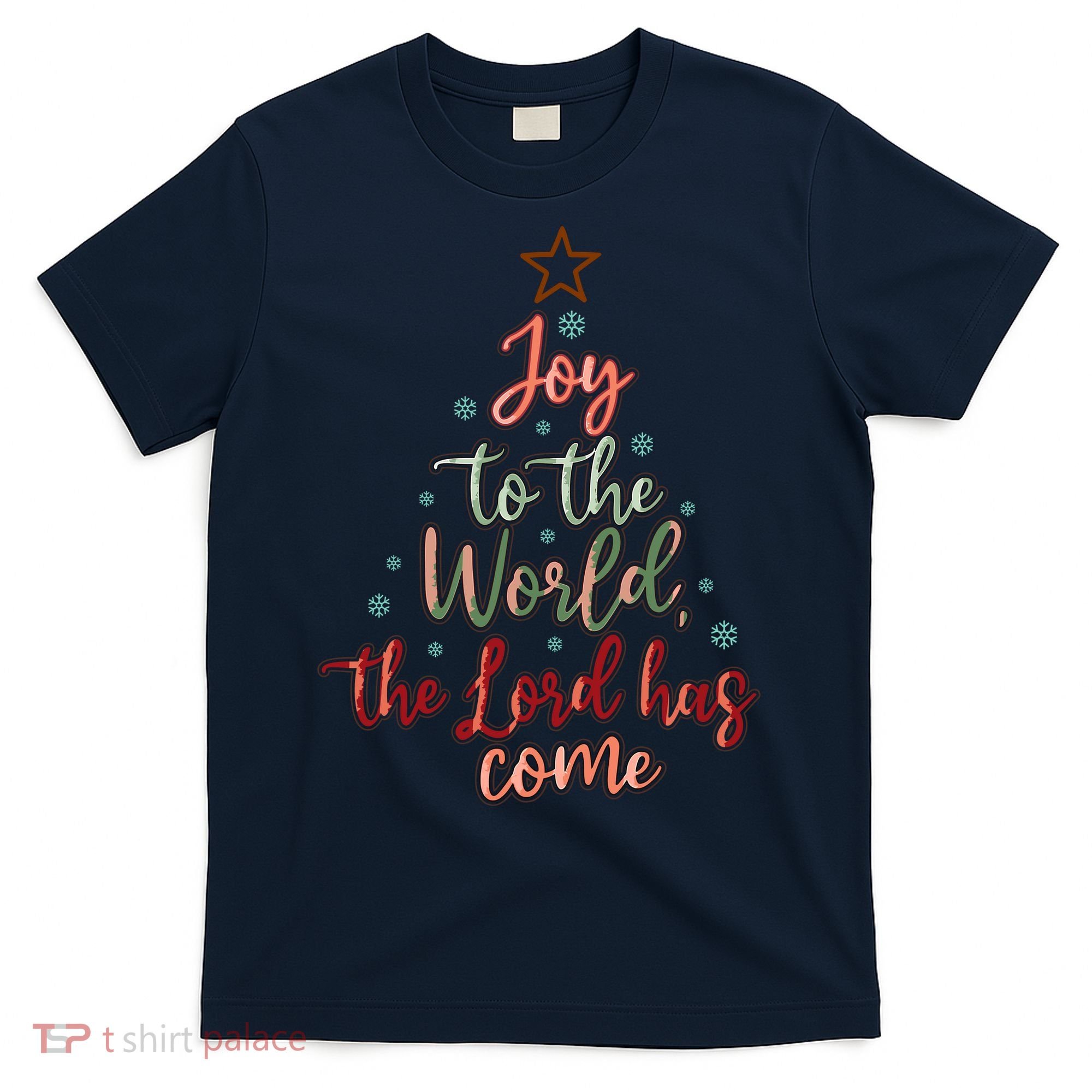 Joy Saying Merry Christmas Christian Message Xmas Tree T-Shirt
