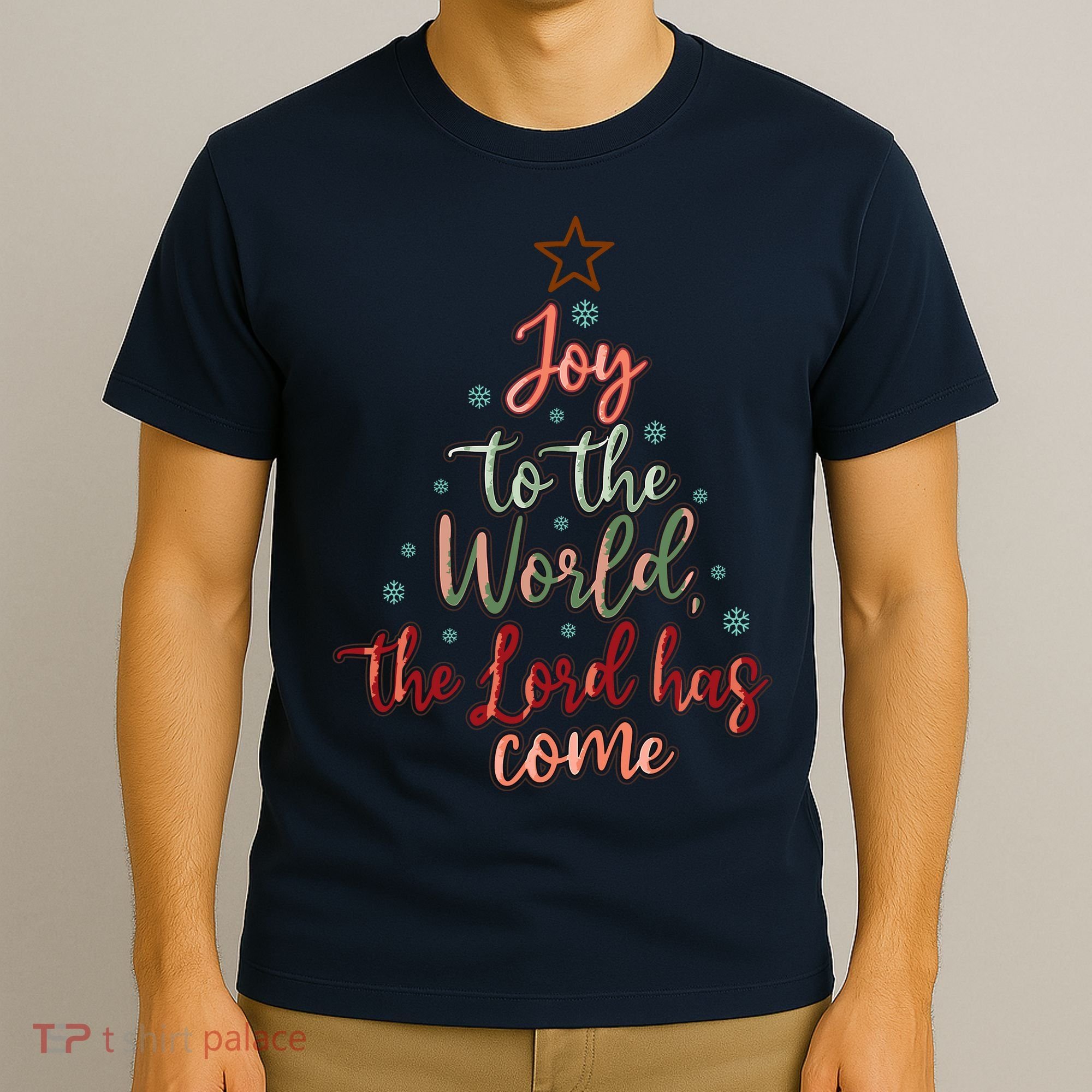 Joy Saying Merry Christmas Christian Message Xmas Tree T-Shirt