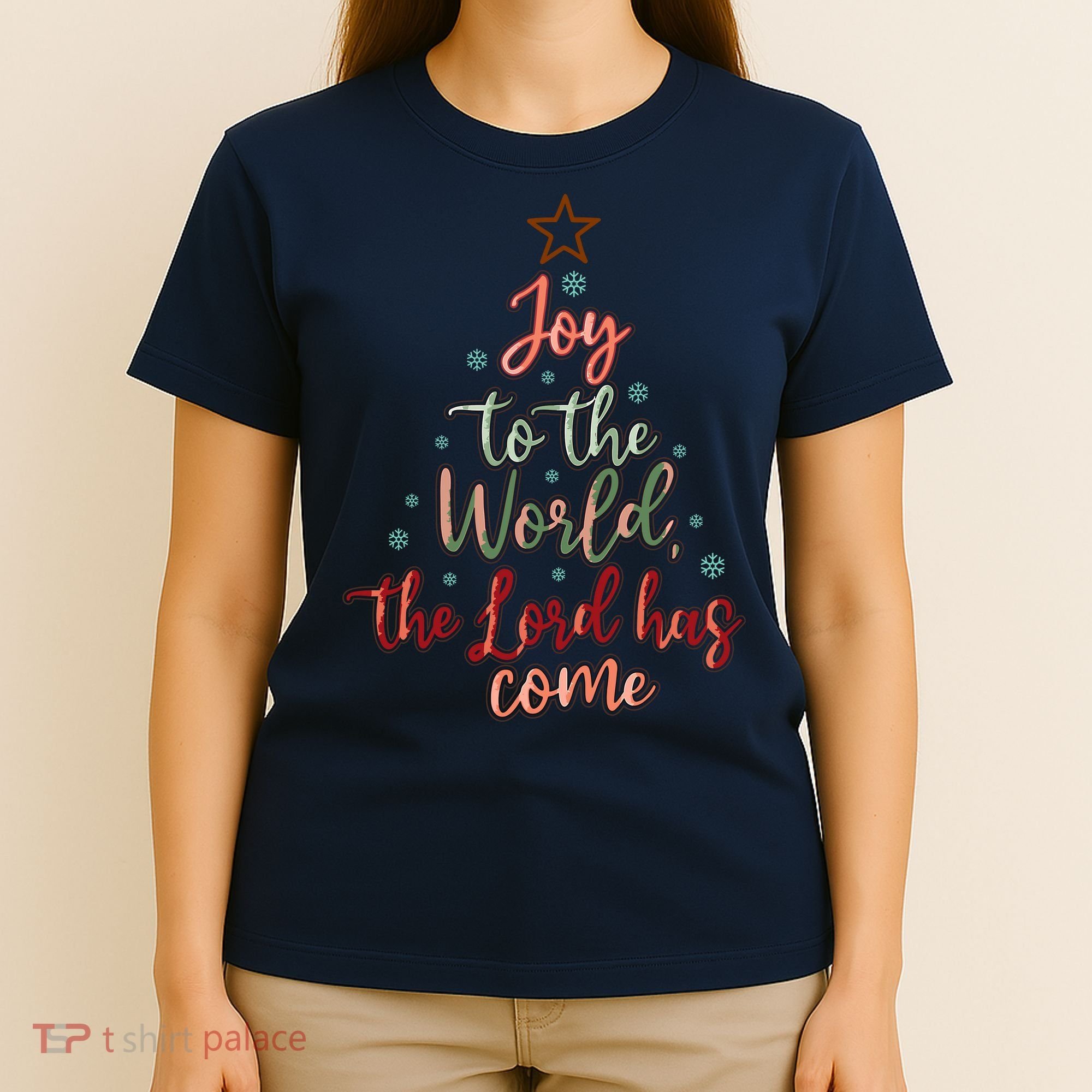 Joy Saying Merry Christmas Christian Message Xmas Tree T-Shirt