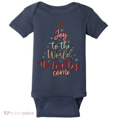 Joy Saying Merry Christmas Christian Message Xmas Tree Baby Bodysuit