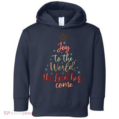 Joy Saying Merry Christmas Christian Message Xmas Tree Toddler Hoodie