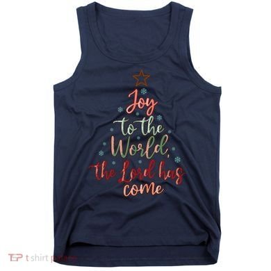 Joy Saying Merry Christmas Christian Message Xmas Tree Tank Top