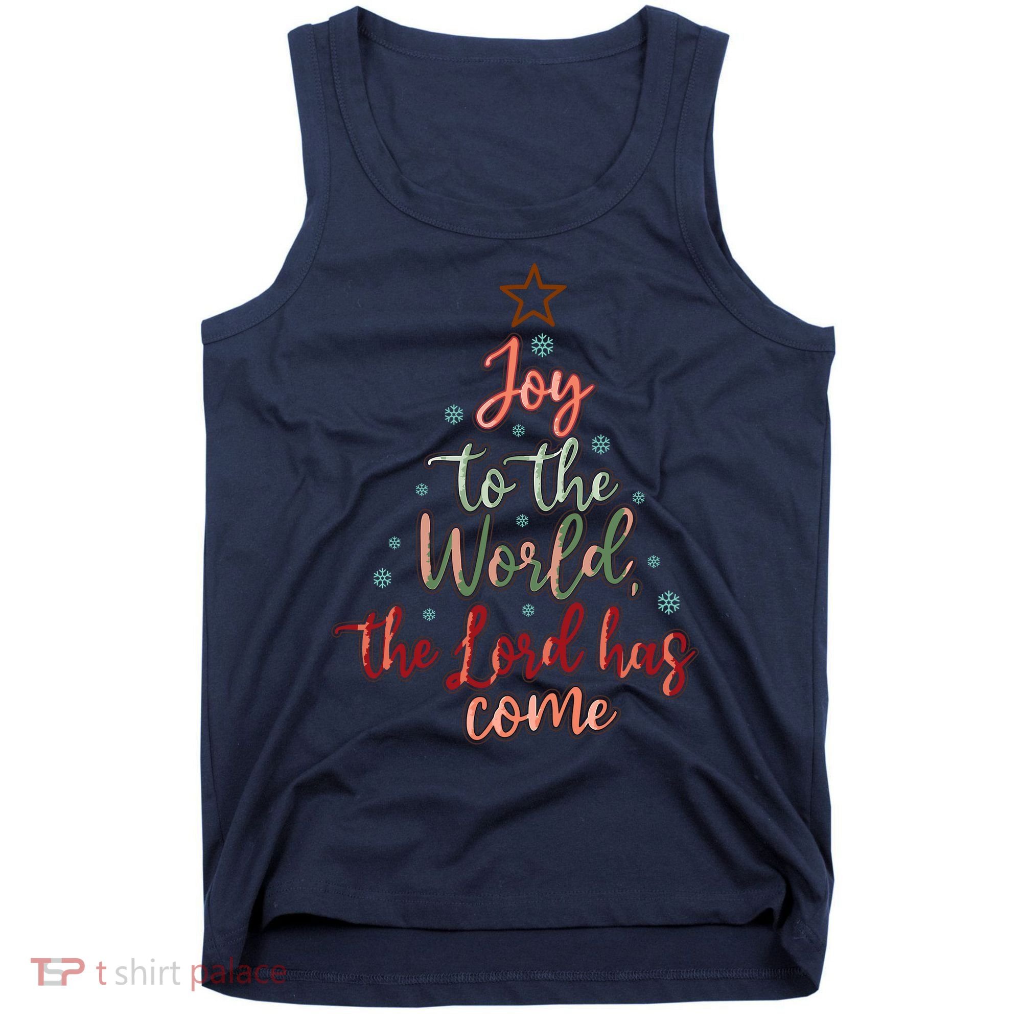 Joy Saying Merry Christmas Christian Message Xmas Tree Tank Top
