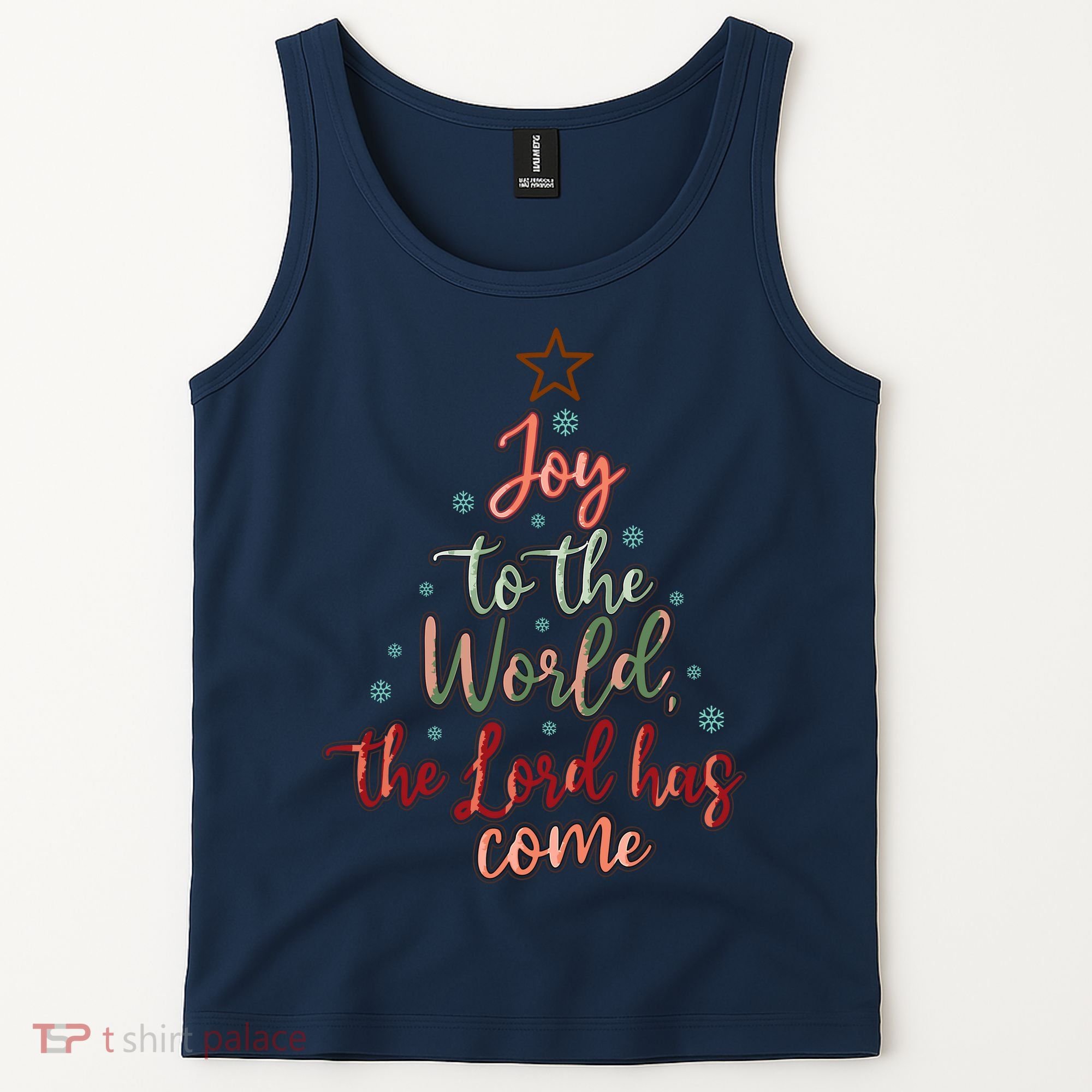 Joy Saying Merry Christmas Christian Message Xmas Tree Tank Top