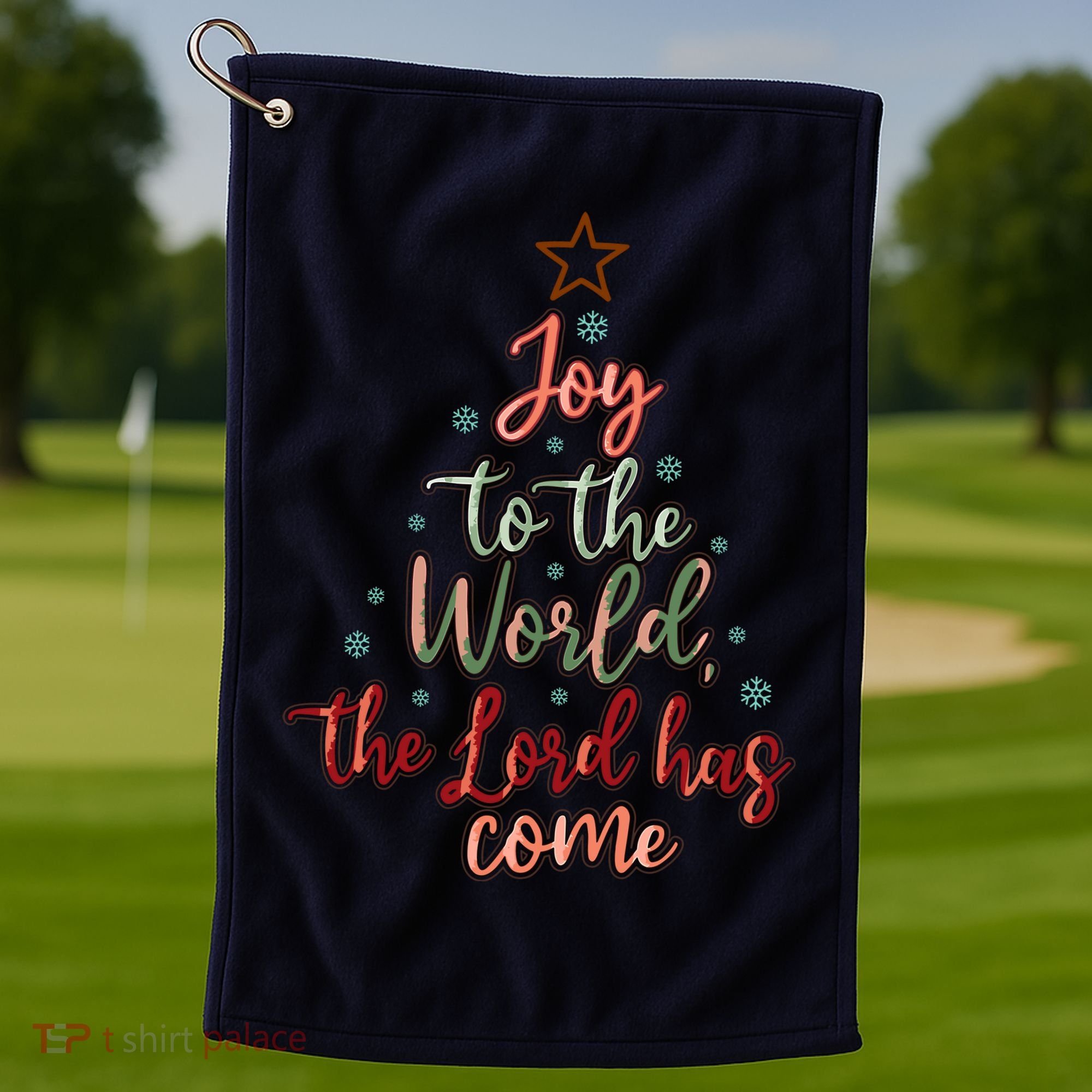 Joy Saying Merry Christmas Christian Message Xmas Tree Golf Towel