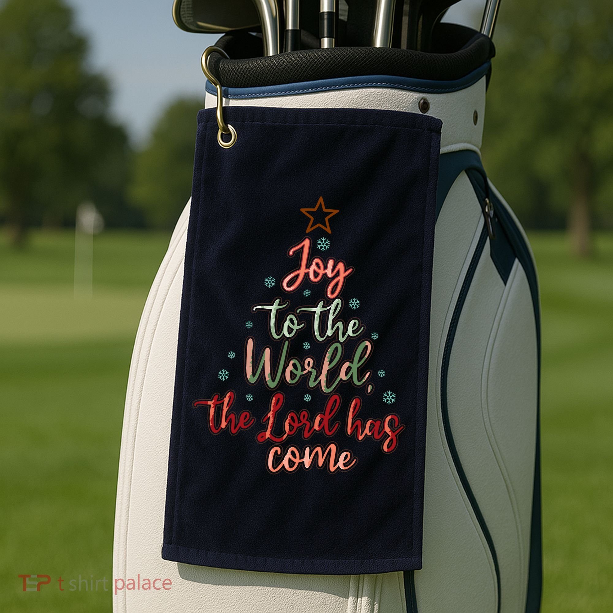 Joy Saying Merry Christmas Christian Message Xmas Tree Golf Towel