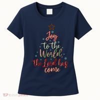 Joy Saying Merry Christmas Christian Message Xmas Tree Women's T-Shirt thumb 0