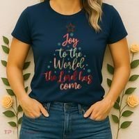Joy Saying Merry Christmas Christian Message Xmas Tree Women's T-Shirt thumb 2