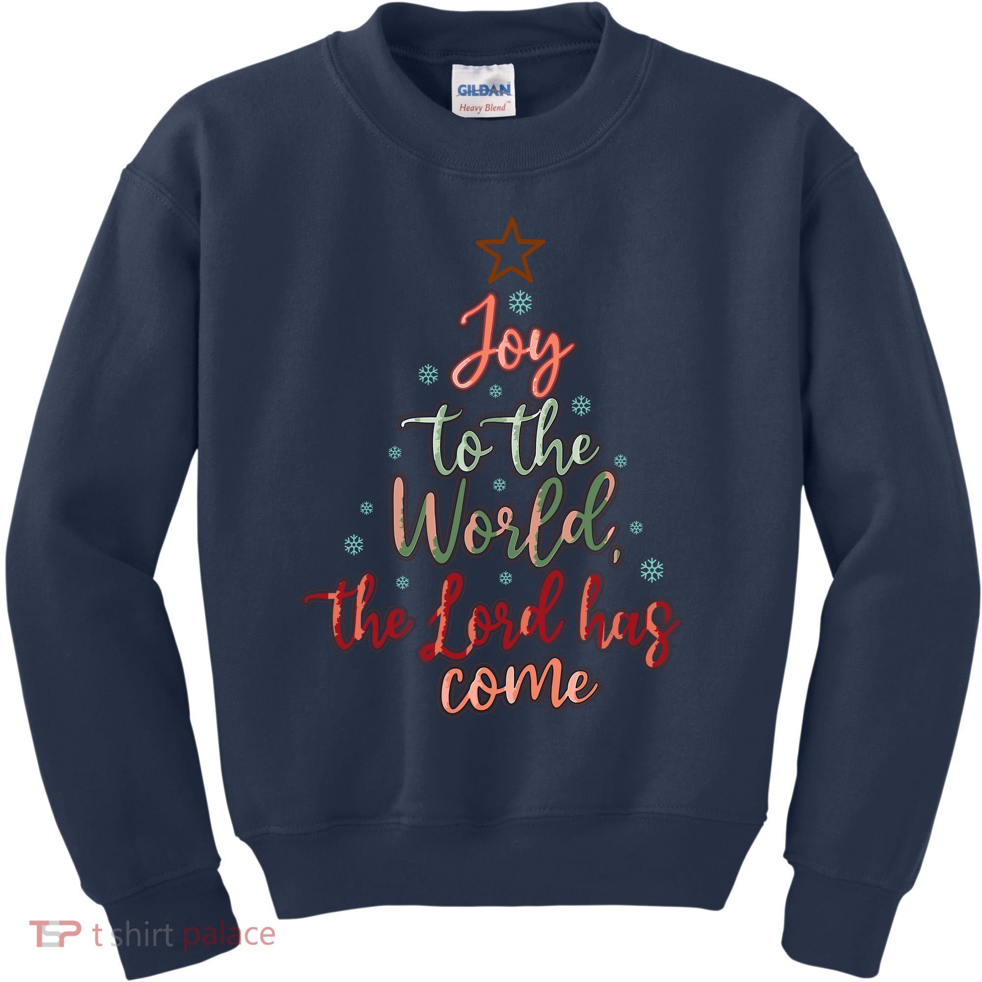 Joy Saying Merry Christmas Christian Message Xmas Tree Kids Sweatshirt