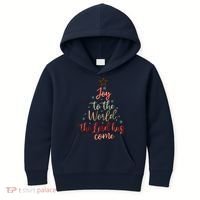 Joy Saying Merry Christmas Christian Message Xmas Tree Kids Hoodie thumb 0