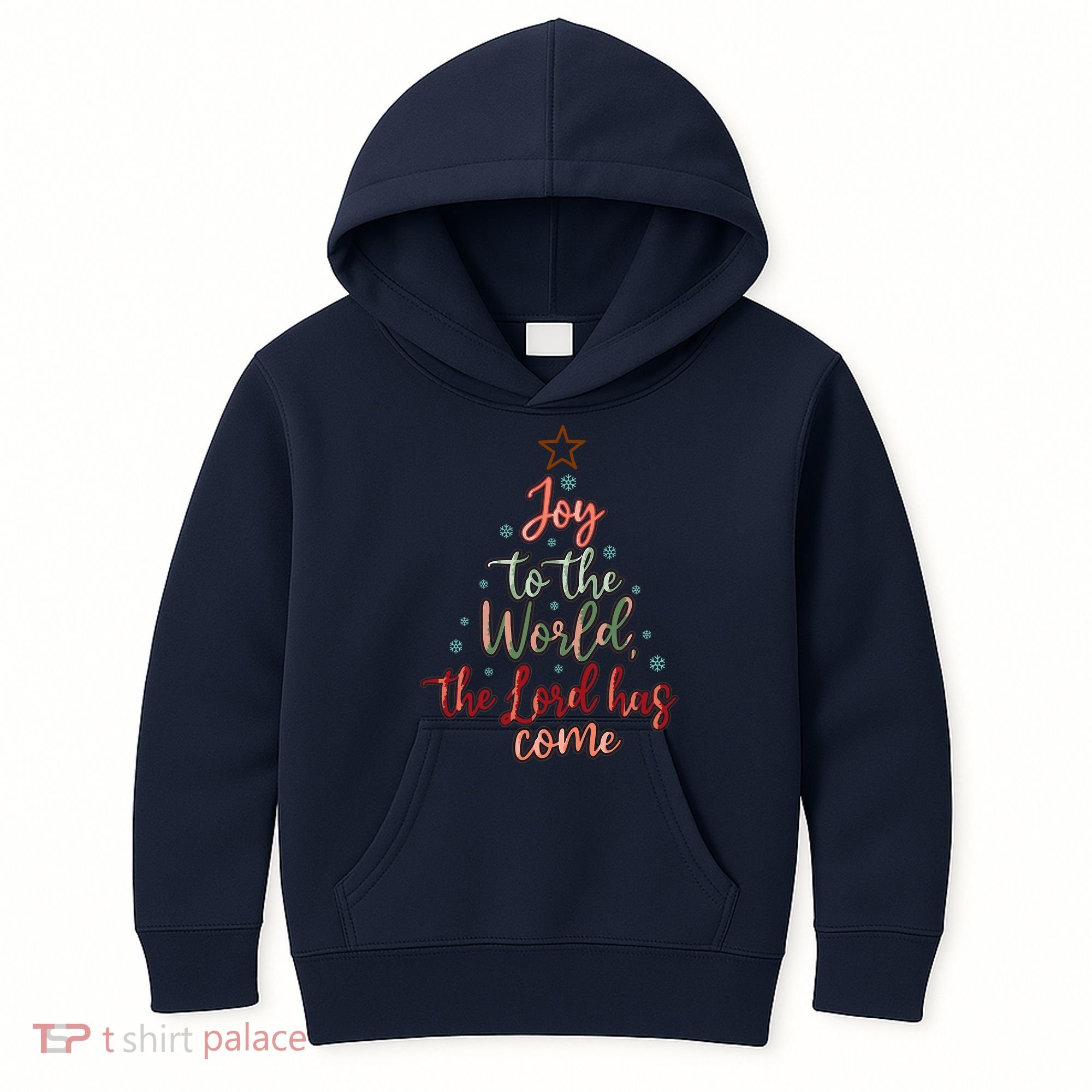 Joy Saying Merry Christmas Christian Message Xmas Tree Kids Hoodie