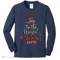 Joy Saying Merry Christmas Christian Message Xmas Tree Kids Long Sleeve Shirt thumb 0