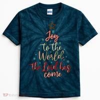 Joy Saying Merry Christmas Christian Message Xmas Tree Kids Tie-Dye T-Shirt thumb 0