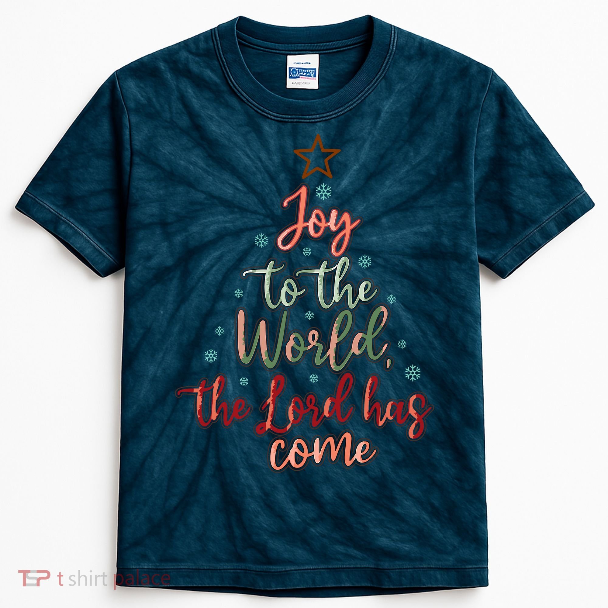 Joy Saying Merry Christmas Christian Message Xmas Tree Kids Tie-Dye T-Shirt