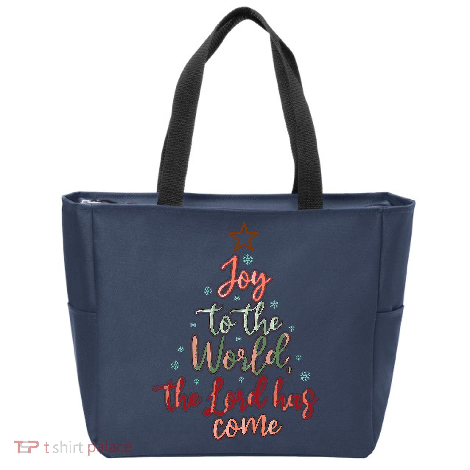 Joy Saying Merry Christmas Christian Message Xmas Tree Tote Bag