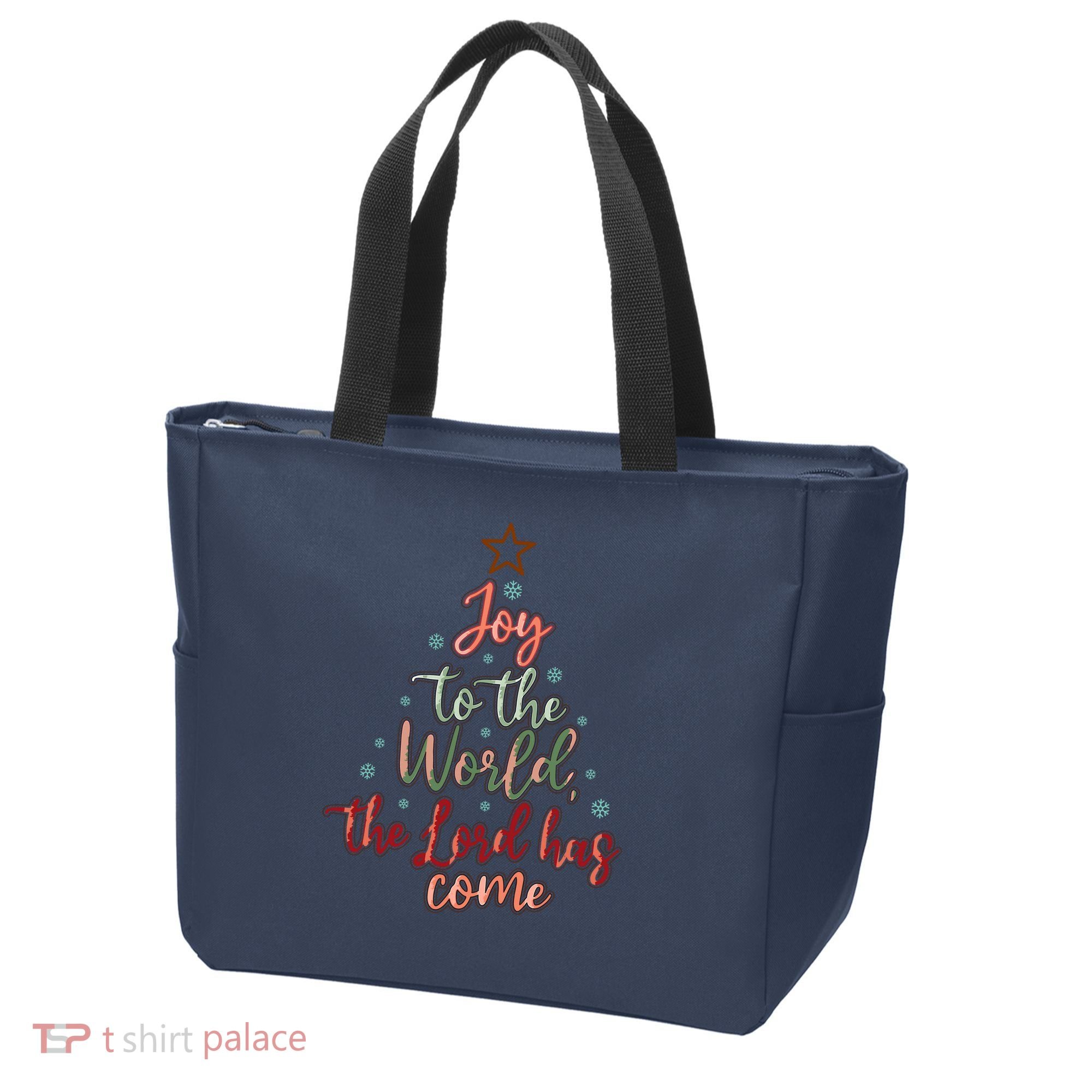 Joy Saying Merry Christmas Christian Message Xmas Tree Tote Bag