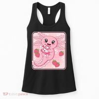 Japanese Strawberry Milk Anime Pin.k Kawaii Axolotl Women's Tank Top thumb 0