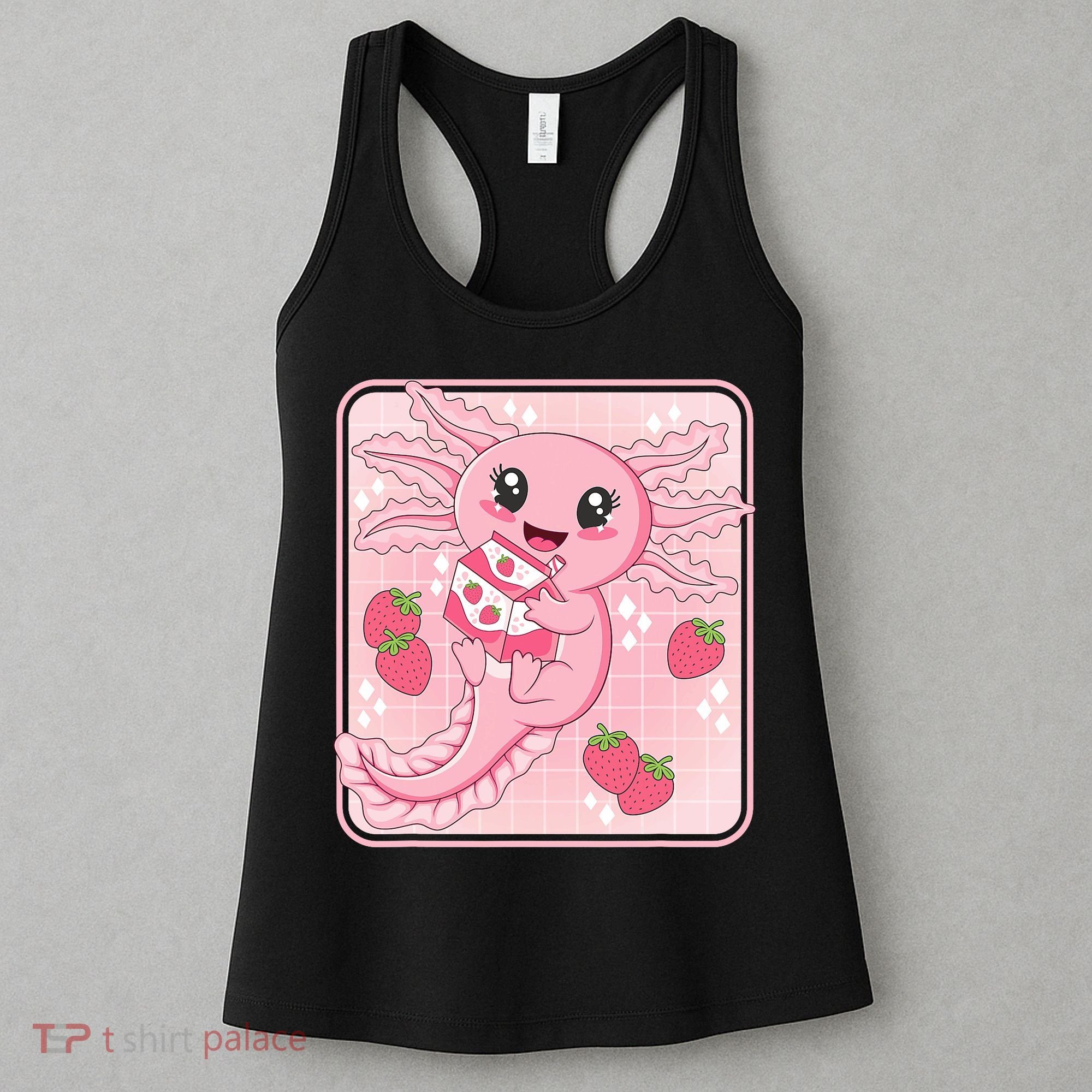 Japanese Strawberry Milk Anime Pin.k Kawaii Axolotl Women's Tank Top