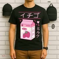 Japanese Strawberry Milk Kawaii Kanji Vaporwave Otaku Gift T-Shirt thumb 6