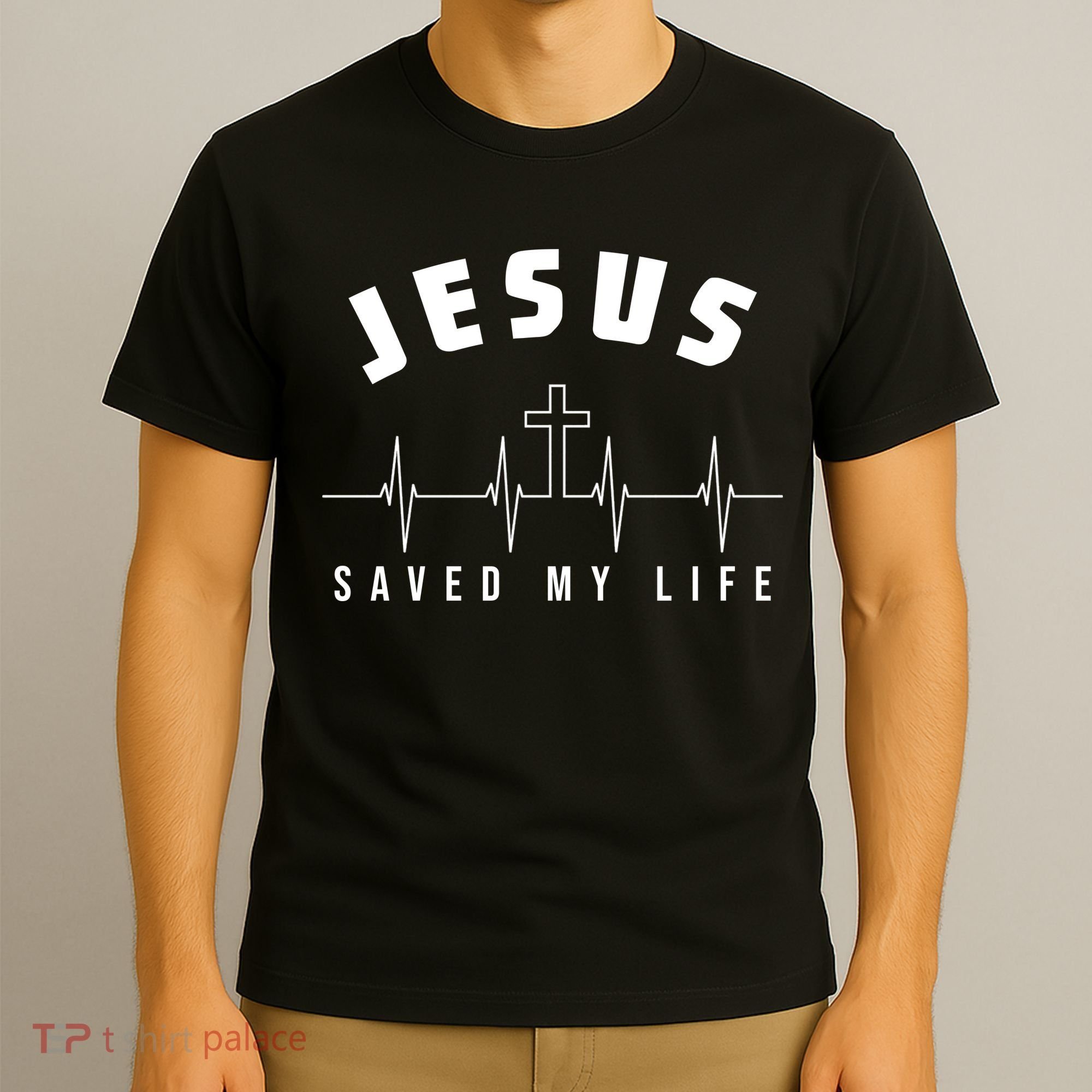 Jesus Saved My Life Cross Heartbeat T-Shirt