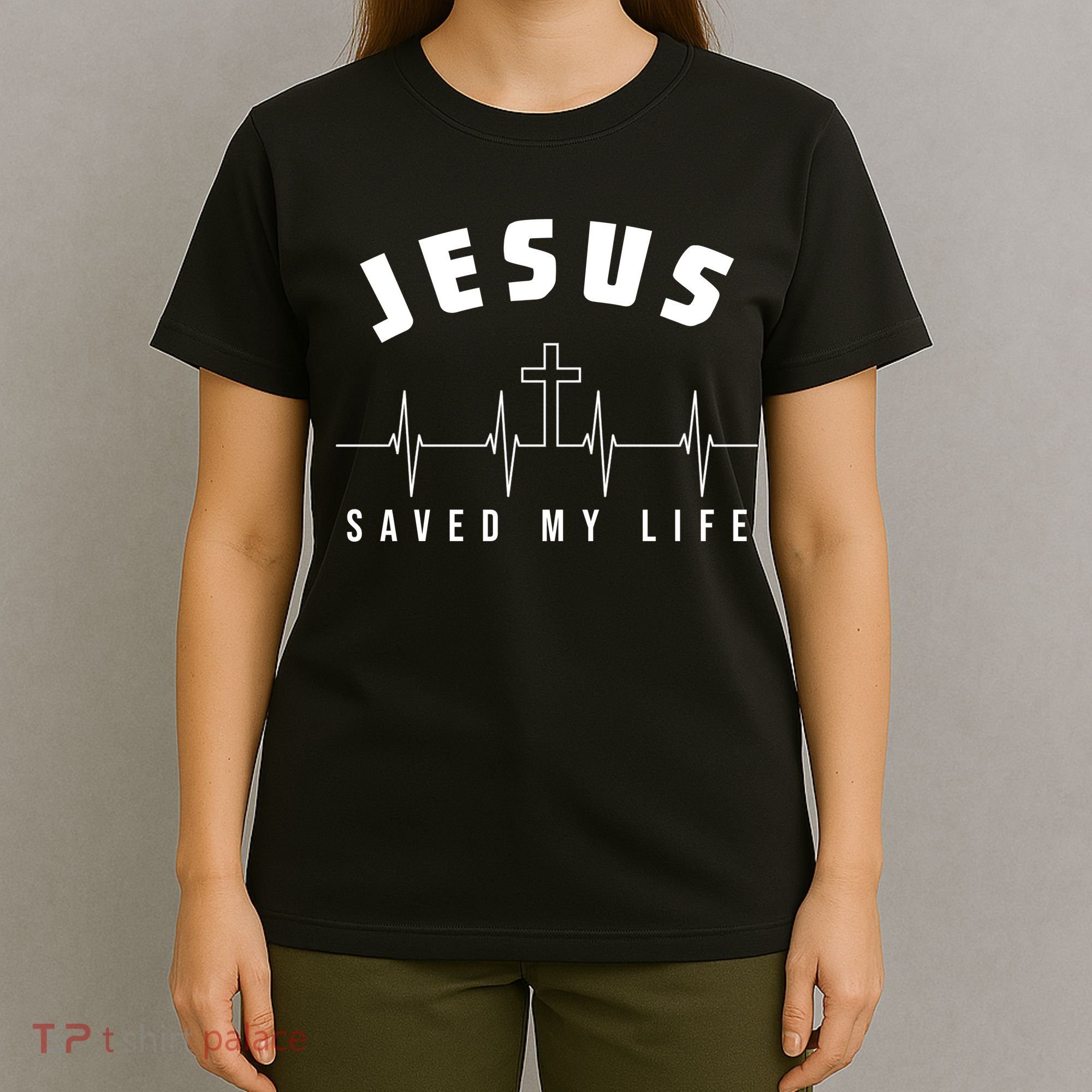 Jesus Saved My Life Cross Heartbeat T-Shirt