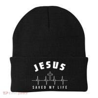 Jesus Saved My Life Cross Heartbeat Beanie thumb 0