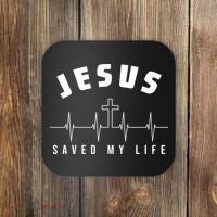 Jesus Saved My Life Cross Heartbeat Coaster thumb 0