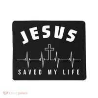 Jesus Saved My Life Cross Heartbeat Mousepad thumb 0