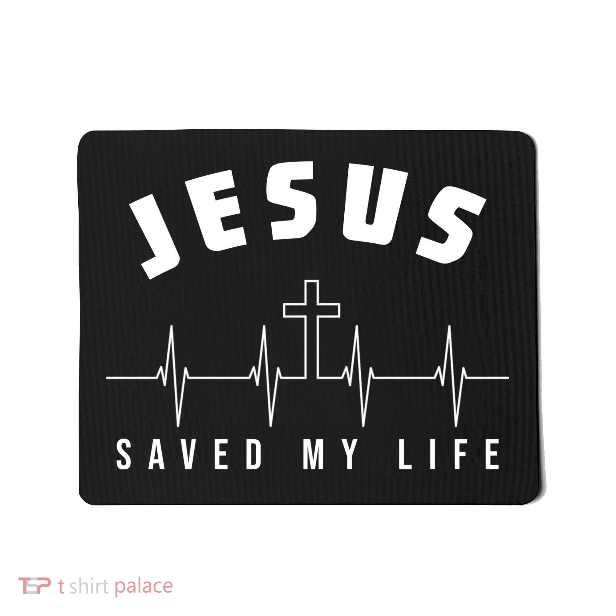 Jesus Saved My Life Cross Heartbeat Mousepad