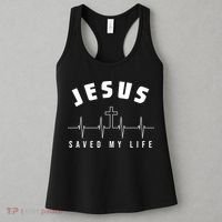 Jesus Saved My Life Cross Heartbeat Women's Tank Top thumb 3