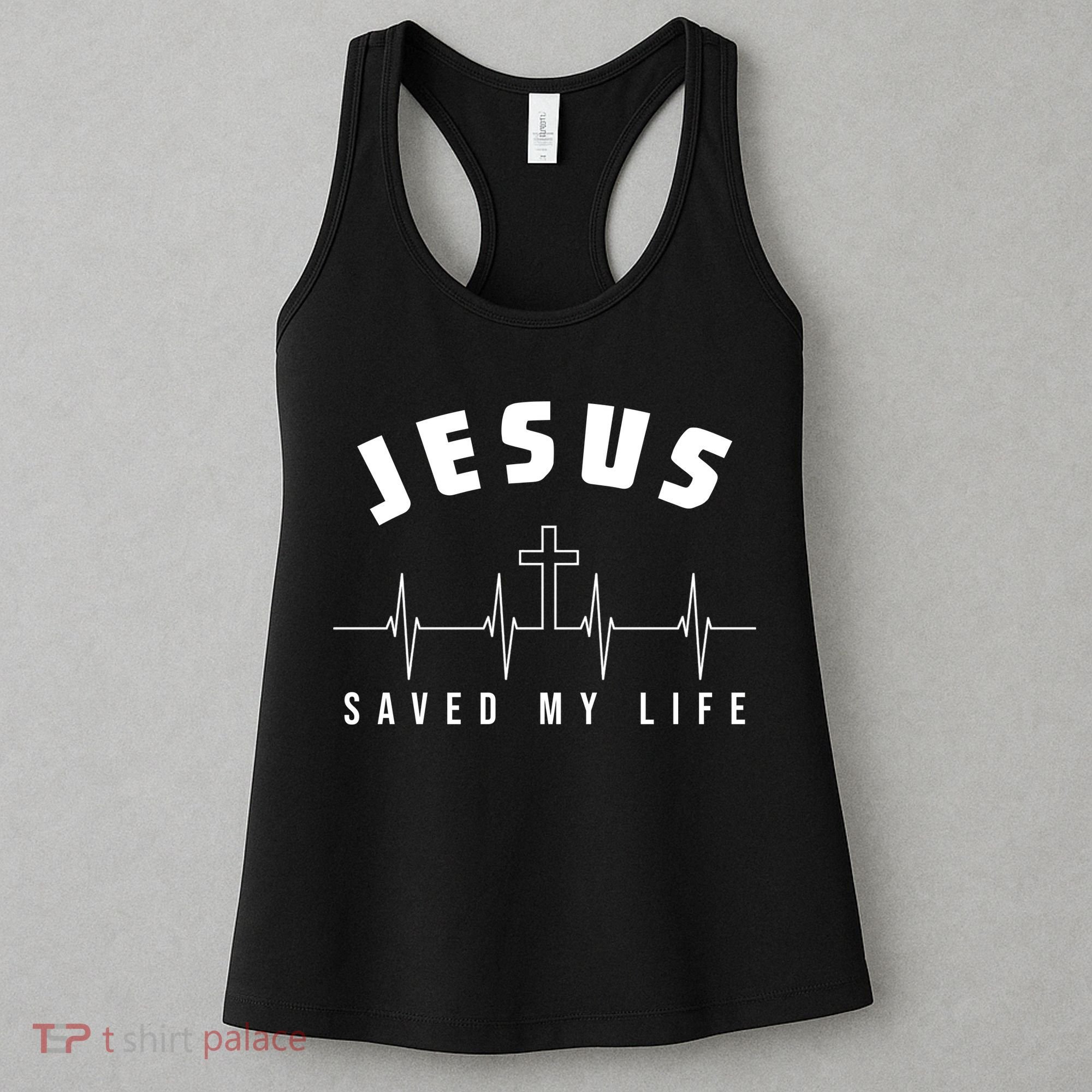 Jesus Saved My Life Cross Heartbeat Women's Tank Top