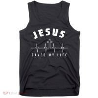 Jesus Saved My Life Cross Heartbeat Tank Top thumb 0