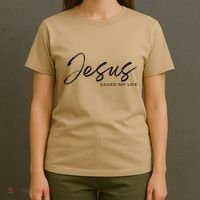 Jesus Saved My Life Modern Christian Religious Minimalist T-Shirt thumb 4