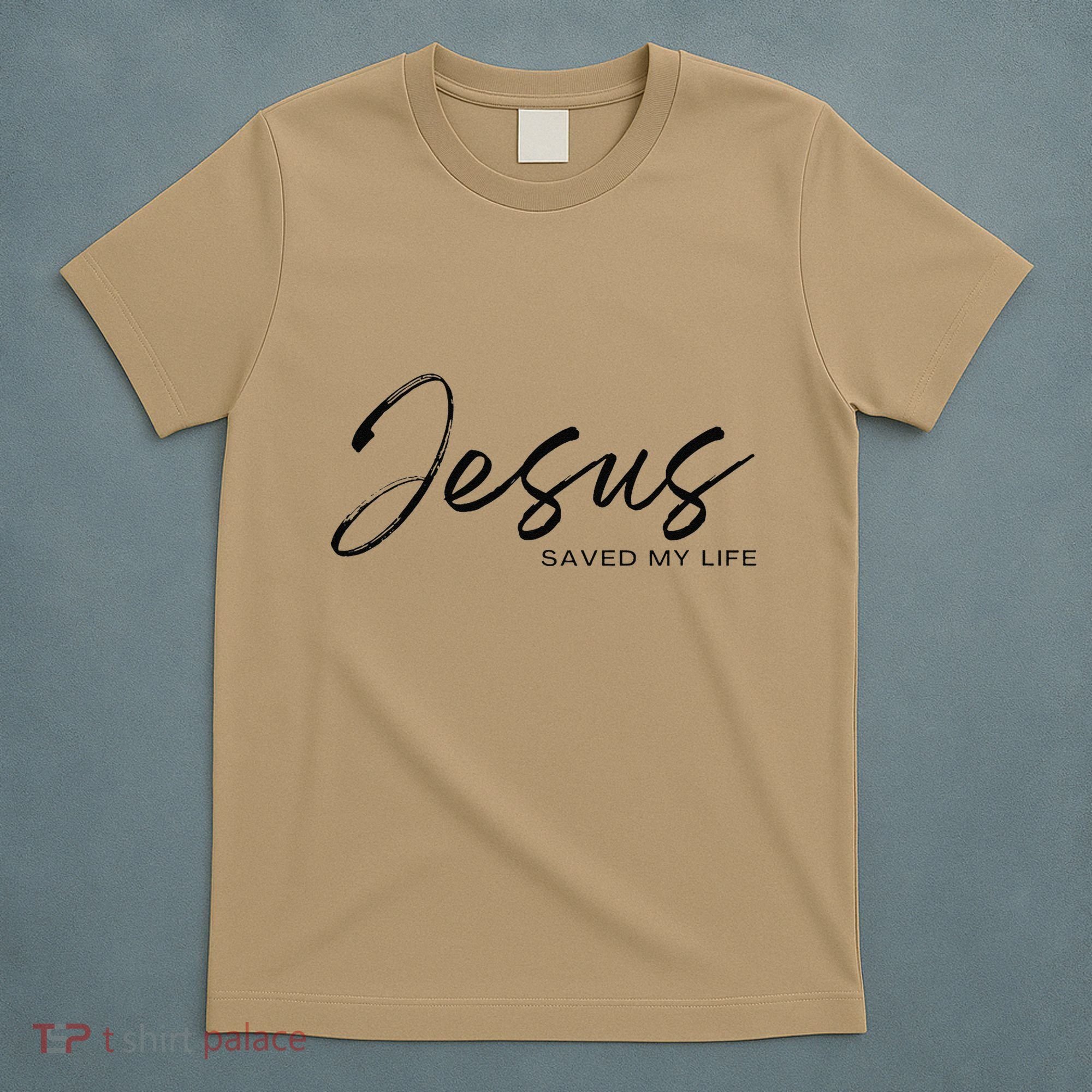 Jesus Saved My Life Modern Christian Religious Minimalist T-Shirt