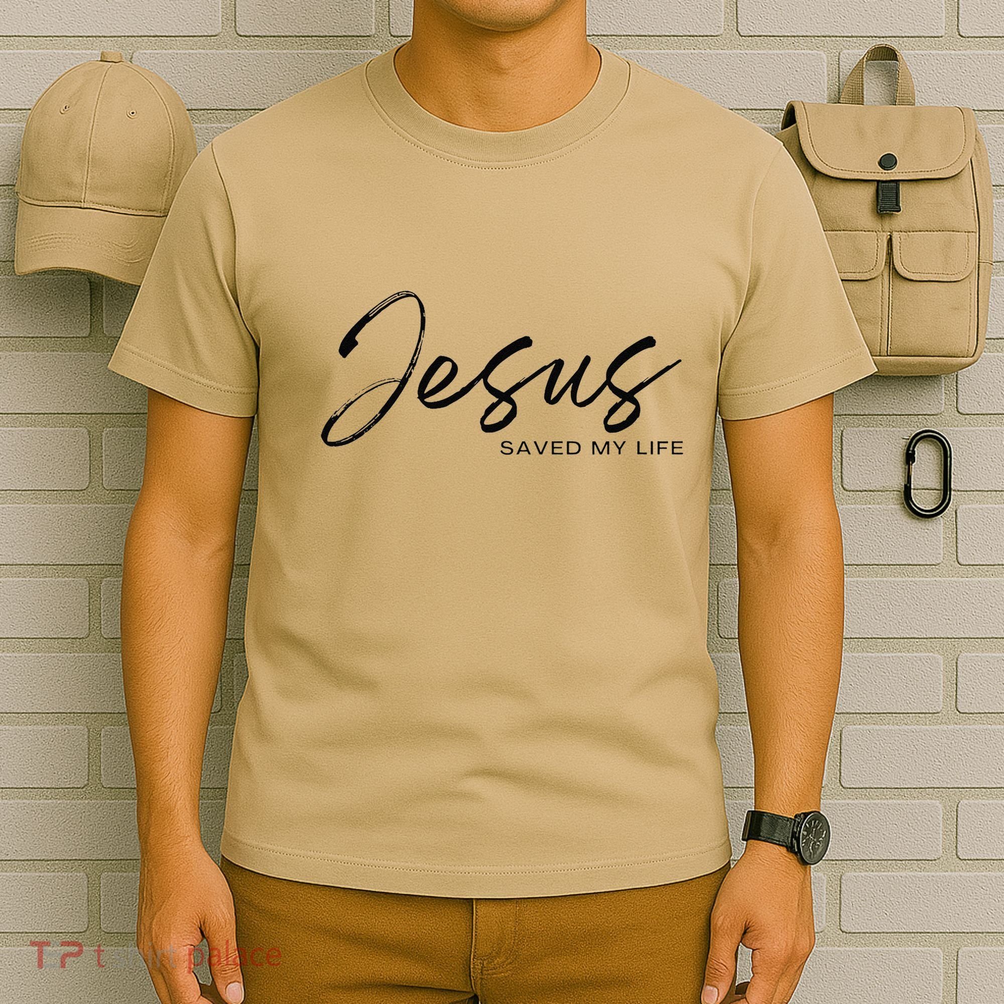 Jesus Saved My Life Modern Christian Religious Minimalist T-Shirt