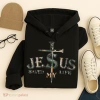 Jesus Saved My Life Army Camo Hoodie thumb 4