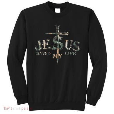 Jesus Saved My Life Army Camo Sweatshirt