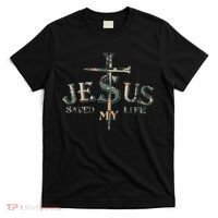 Jesus Saved My Life Army Camo T-Shirt thumb 0