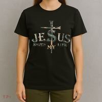 Jesus Saved My Life Army Camo T-Shirt thumb 4