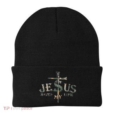 Jesus Saved My Life Army Camo Beanie