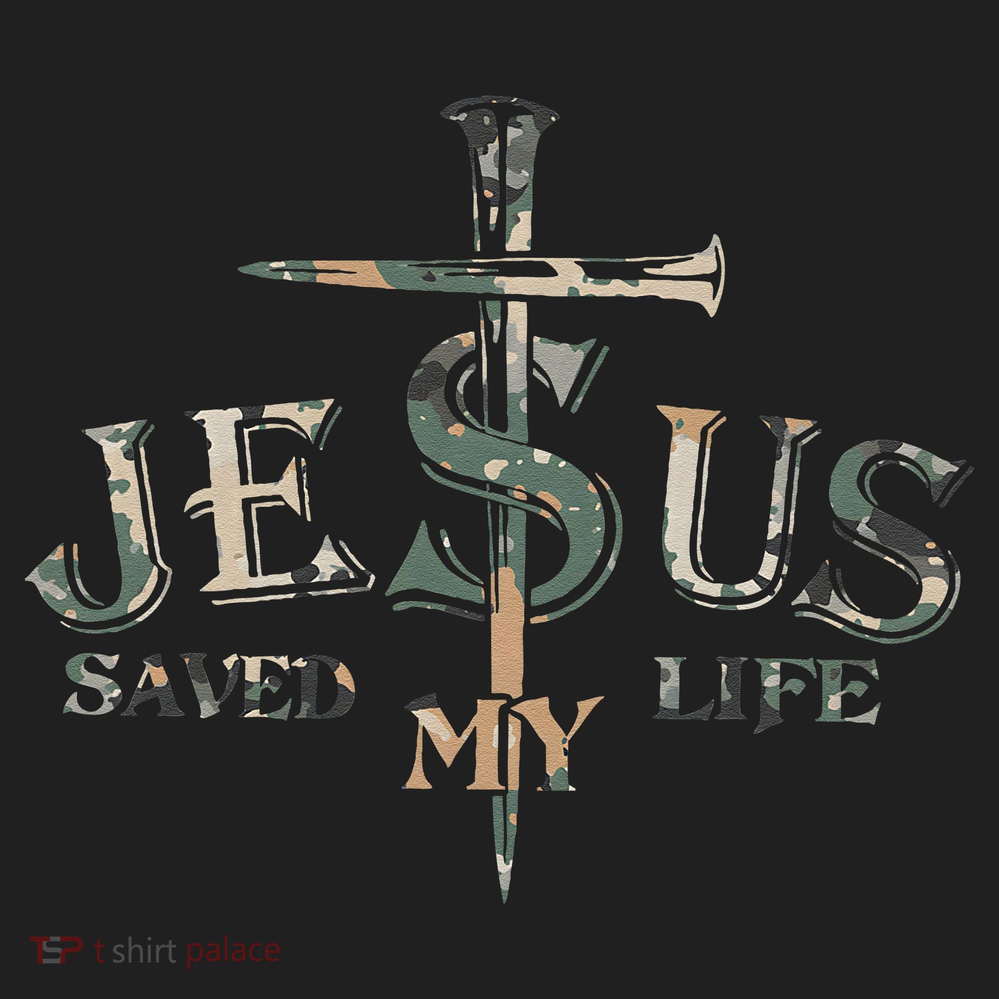 Jesus Saved My Life Army Camo Beanie