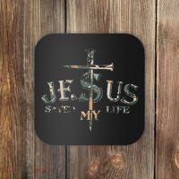 Jesus Saved My Life Army Camo Coaster thumb 0