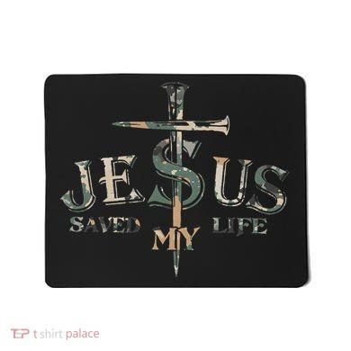 Jesus Saved My Life Army Camo Mousepad