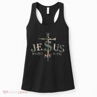 Jesus Saved My Life Army Camo Women's Tank Top thumb 0