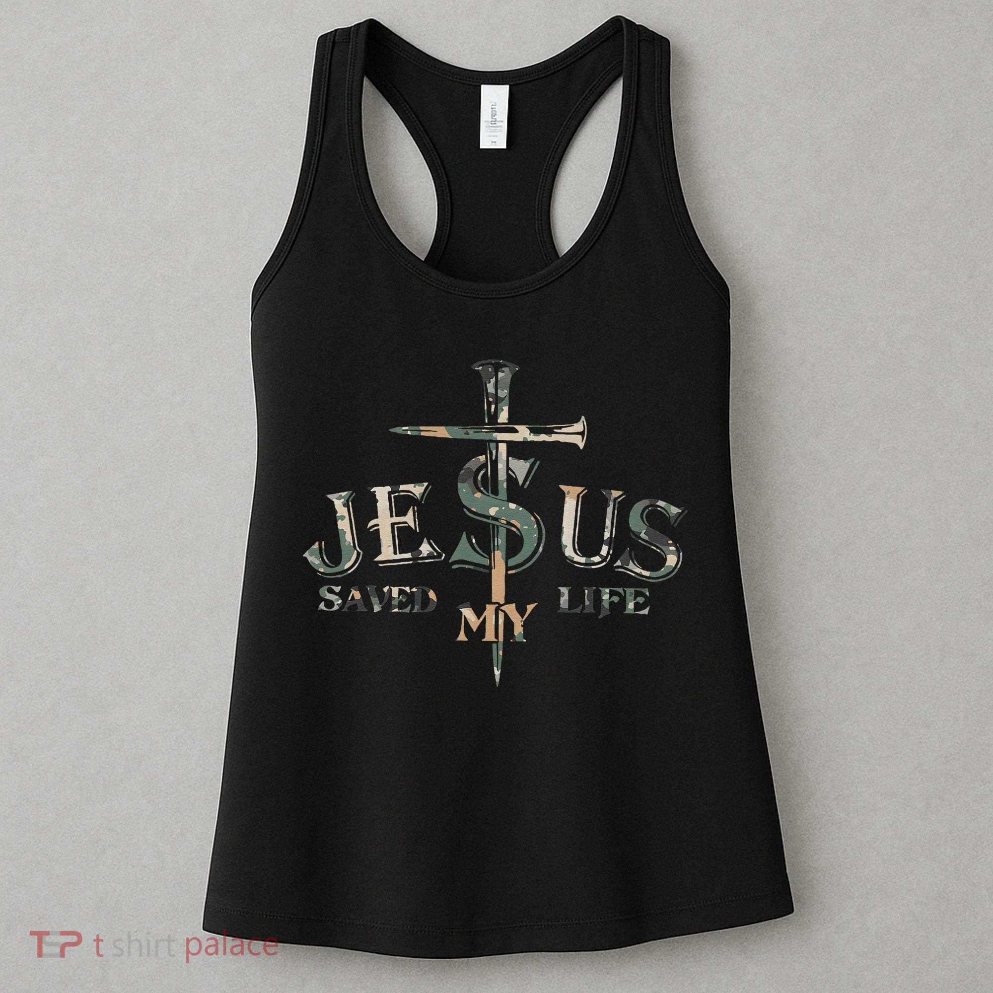Jesus Saved My Life Army Camo Women's Tank Top