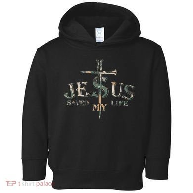 Jesus Saved My Life Army Camo Toddler Hoodie
