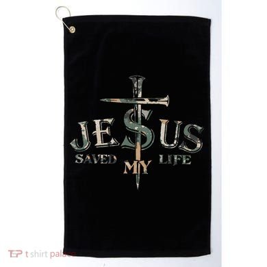 Jesus Saved My Life Army Camo Golf Towel